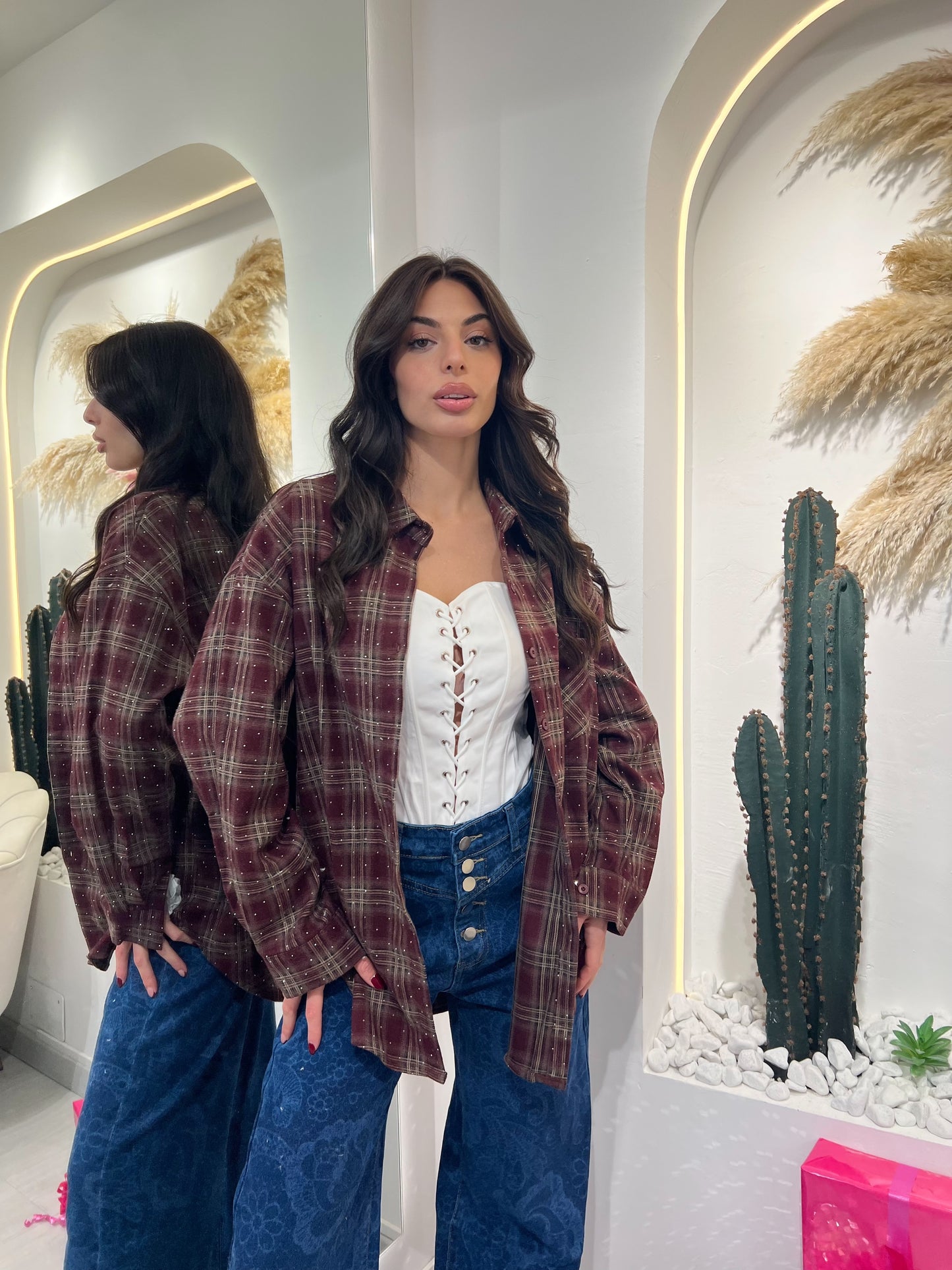 Belen - Camicia A Quadri Con Strass