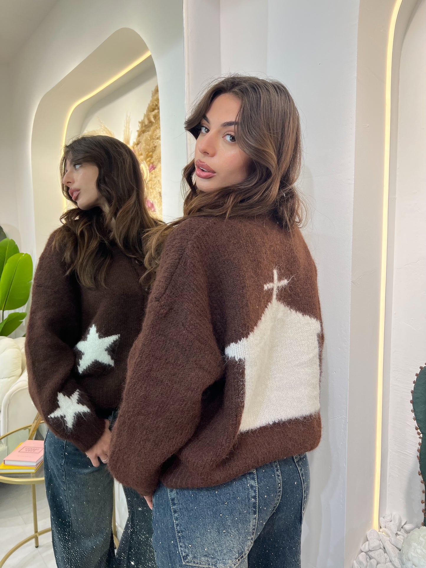 Cardigan In Lana Con Stampa