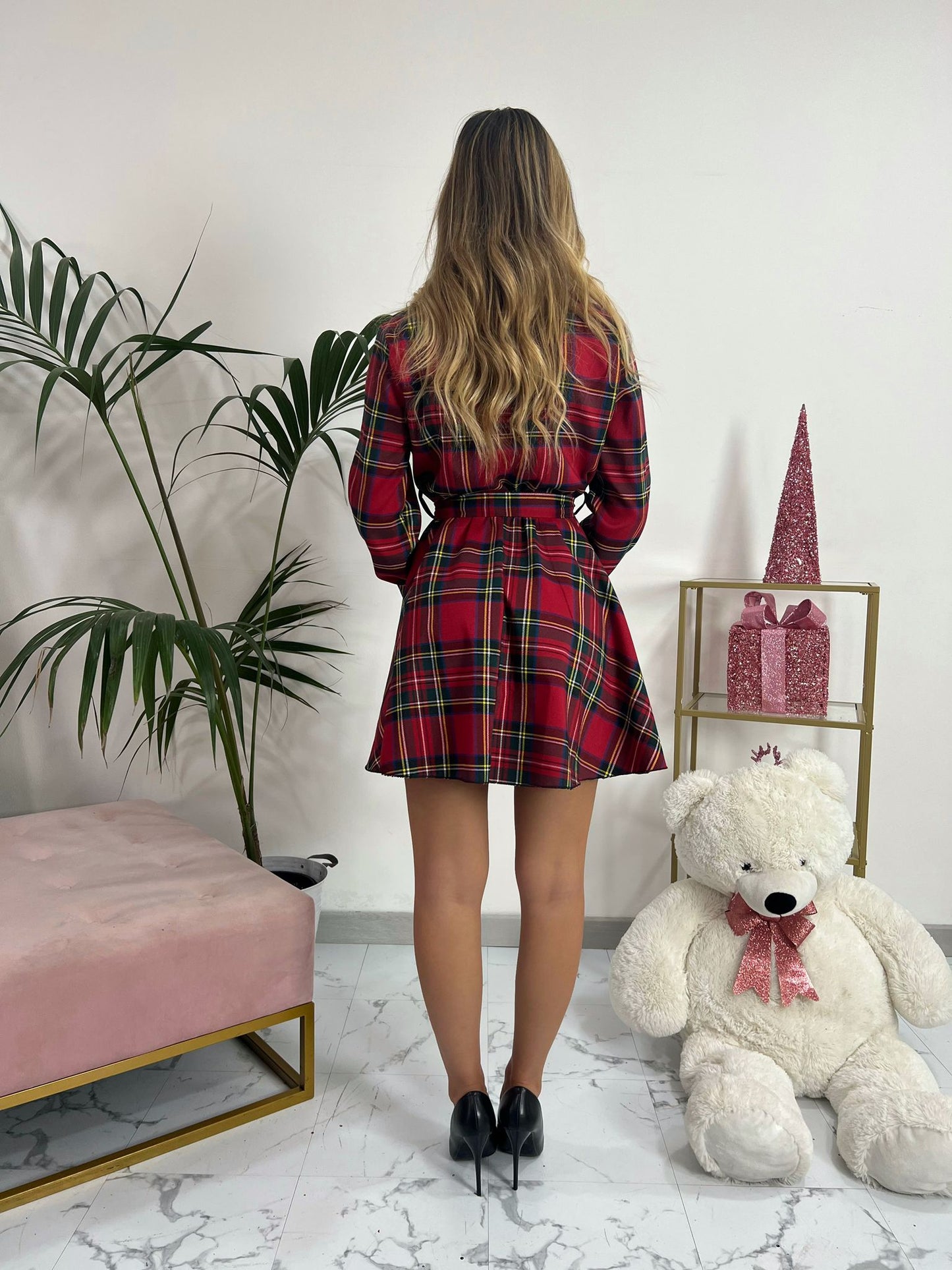 Natalia - Abito Tartan Rosso