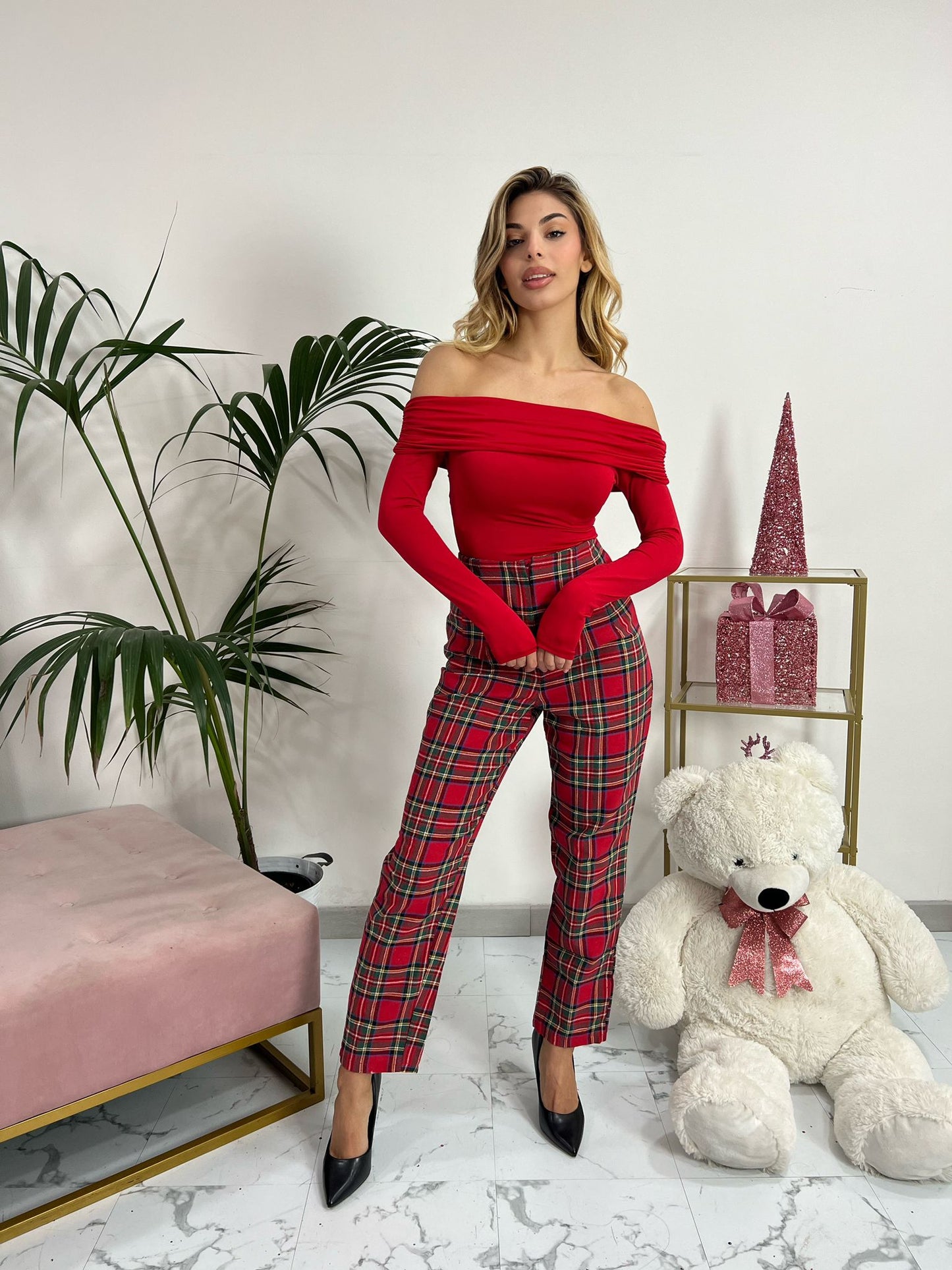 Pantalone Tartan Rosso
