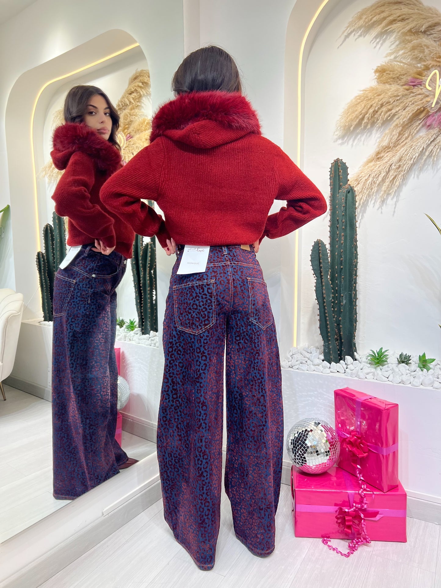 Jeans Con Stampa Maculata In Velluto