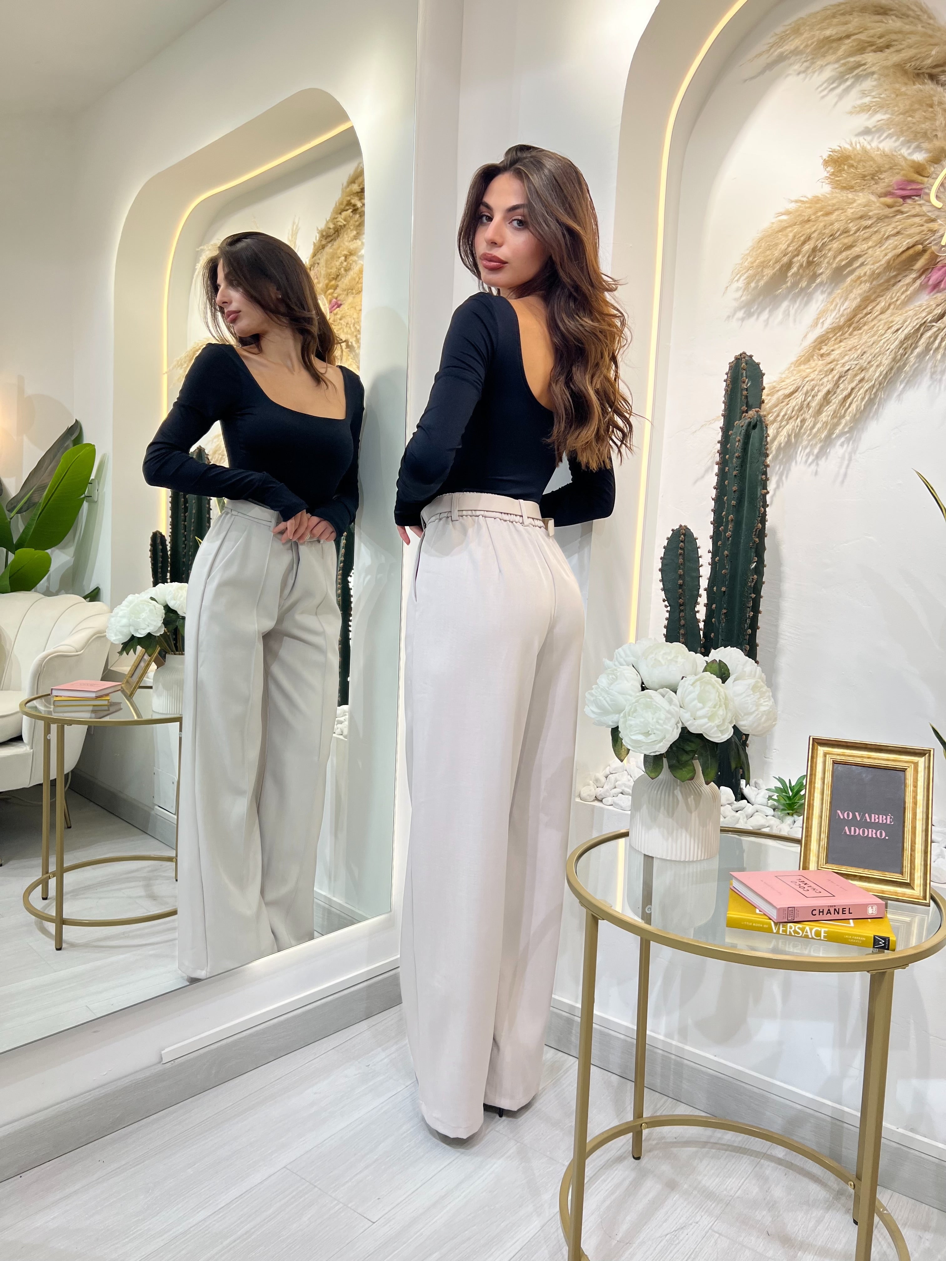 Pantalone A Palazzo Con Cintura