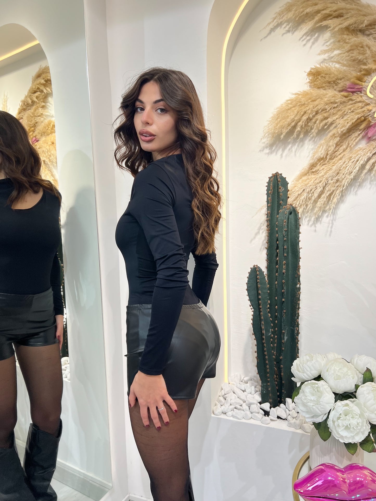 BellaAmica - Shorts Ecopelle Nero