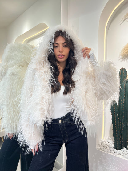 Ecopelliccia Crop Con Cappuccio