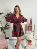 Natalia - Abito Tartan Rosso