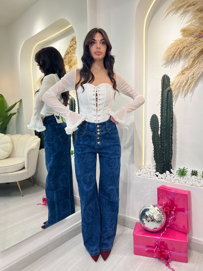 Jeans Wide Leg Eff.Inciso