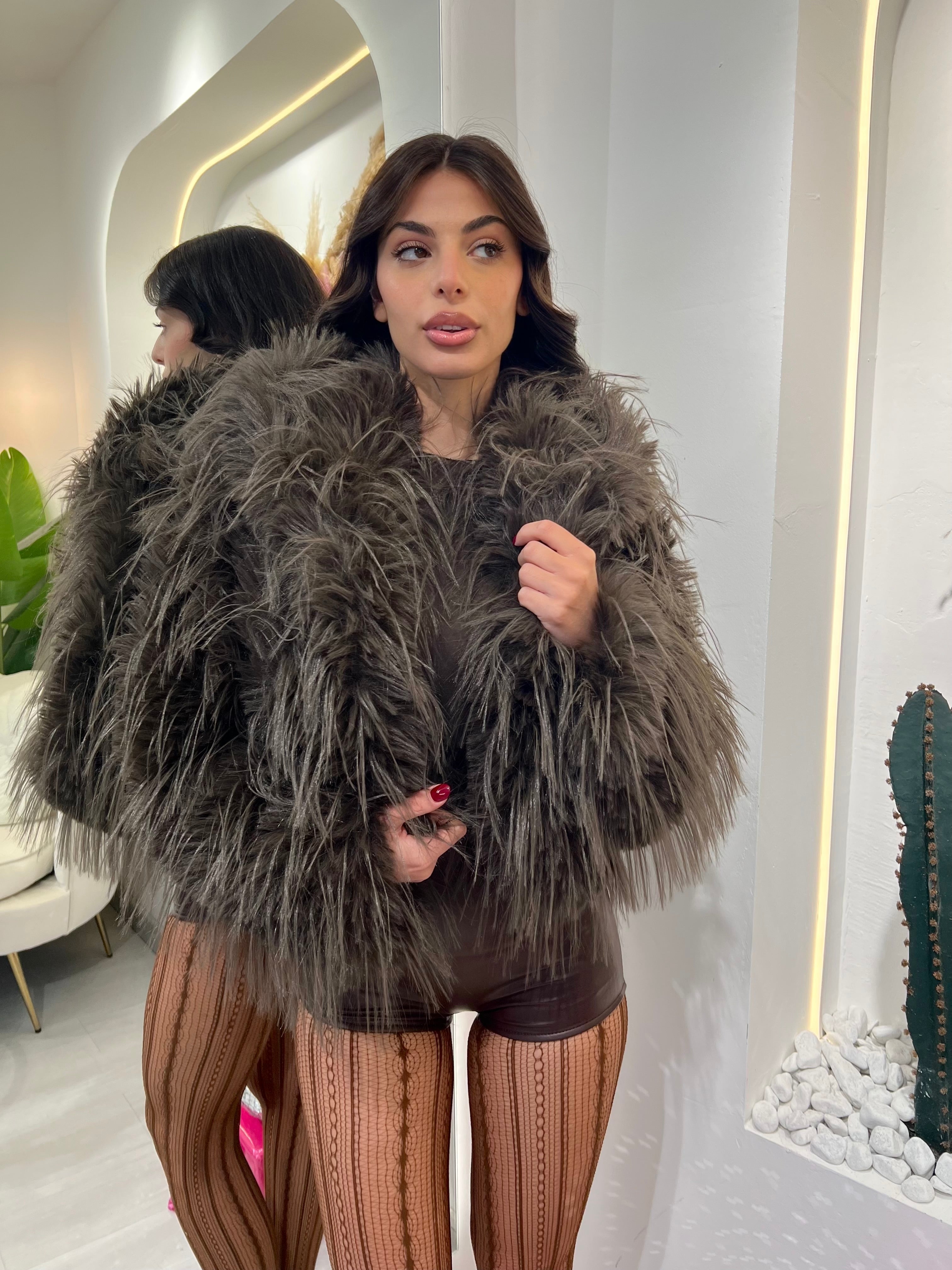 Ecopelliccia Crop Con Cappuccio