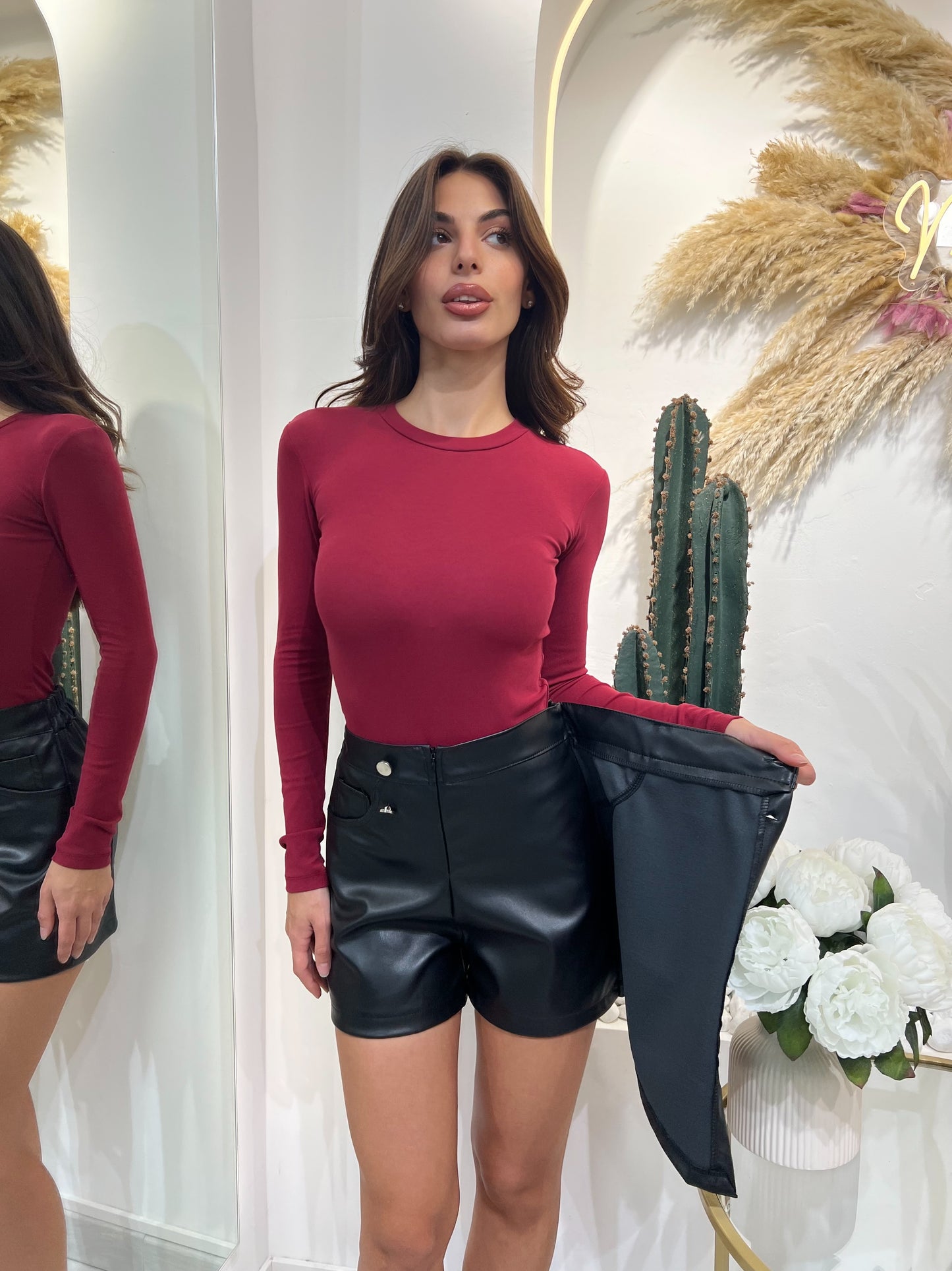Pantaloncino Ecopelle Nero