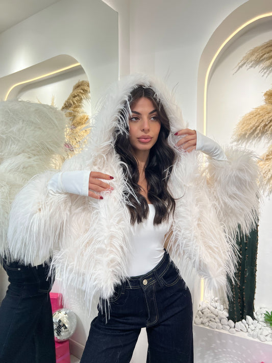 Ecopelliccia Crop Con Cappuccio