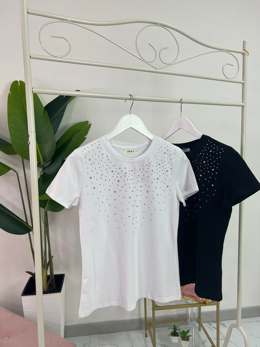 T-Shirt Basic Con Strass