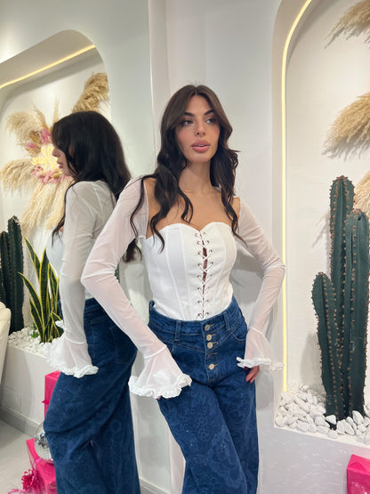 Corsetto Maniche Lunghe In Tulle