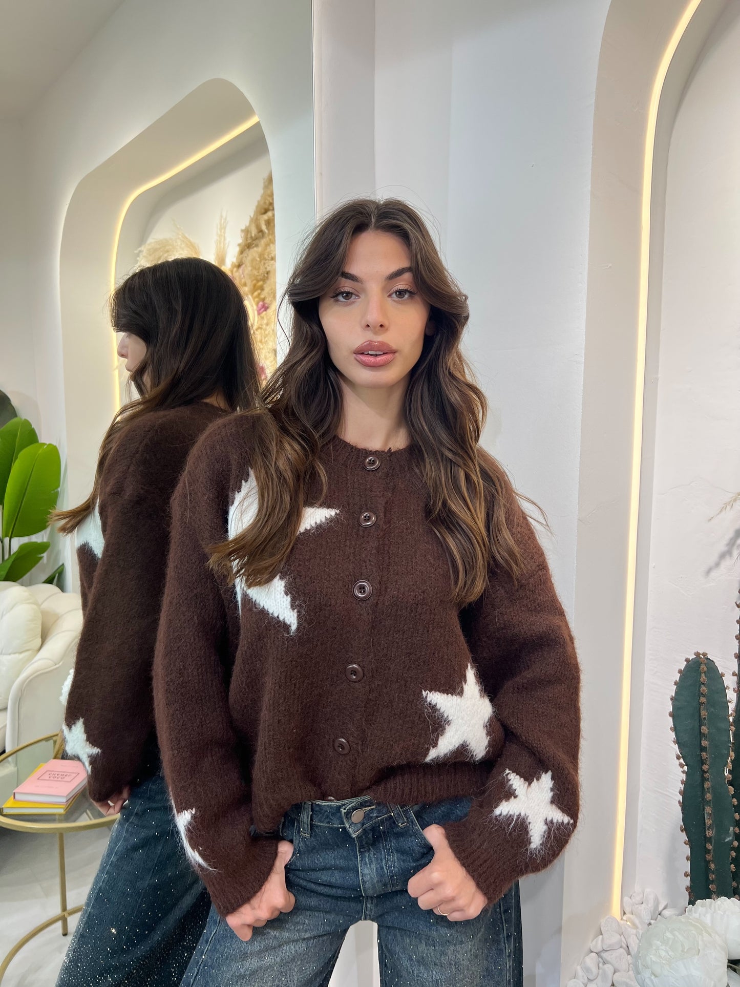 Cardigan In Lana Con Stampa