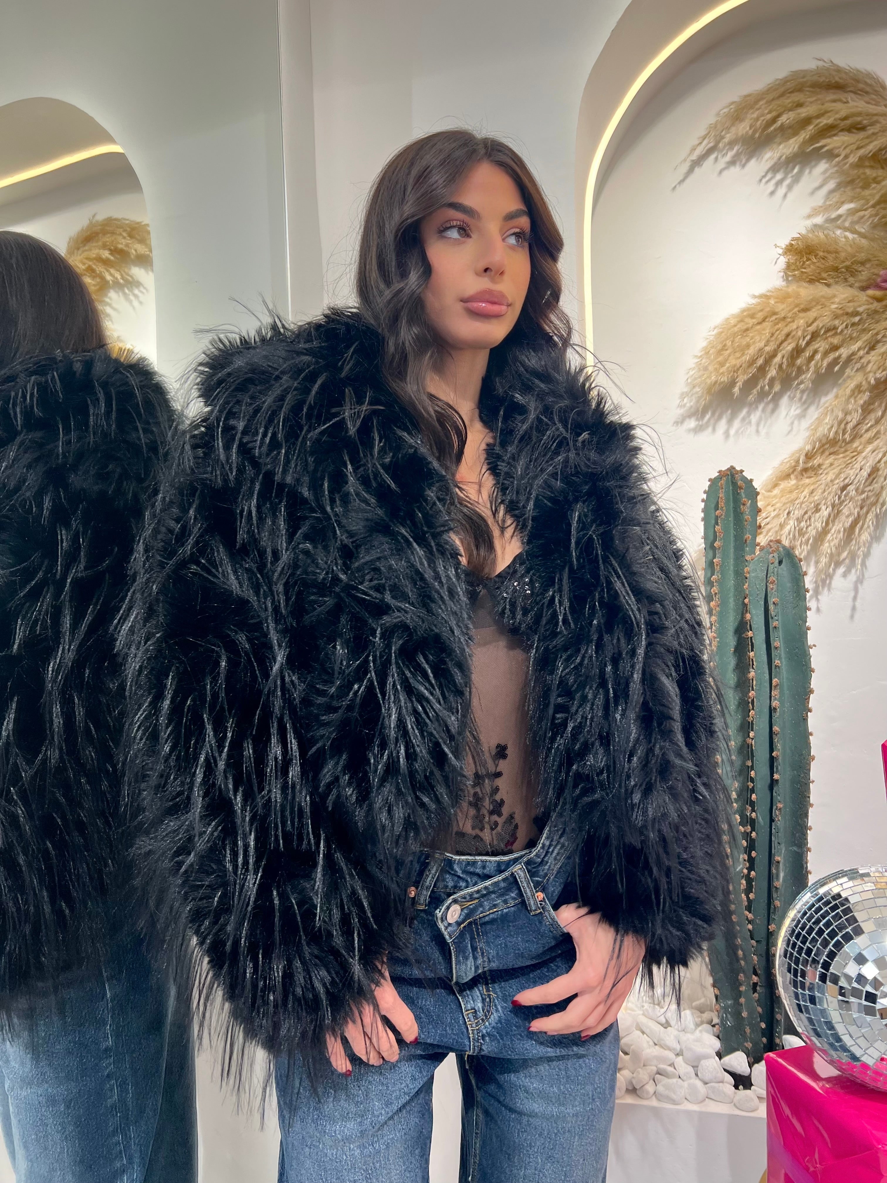 Ecopelliccia Crop Con Cappuccio