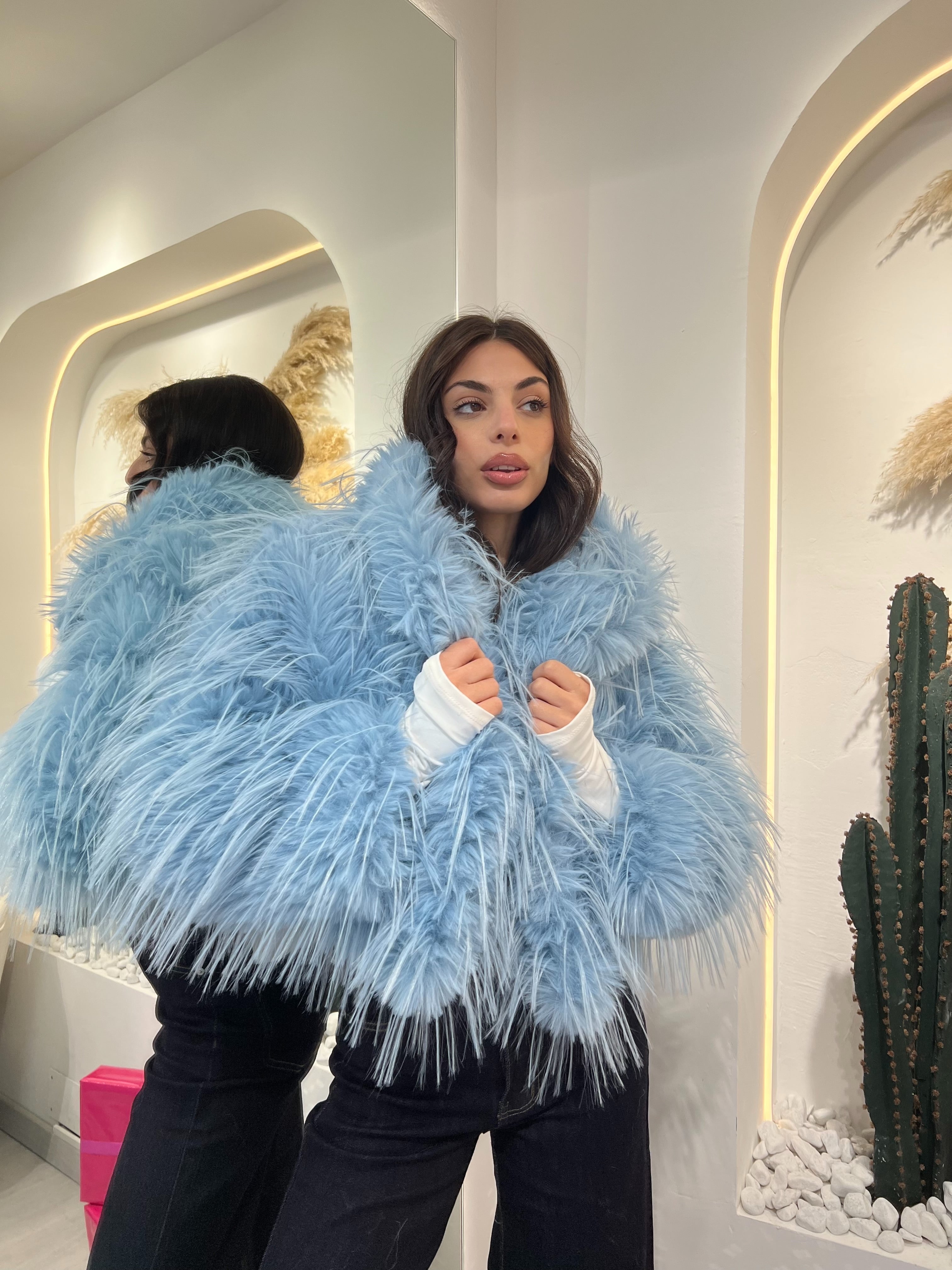 Ecopelliccia Crop Con Cappuccio