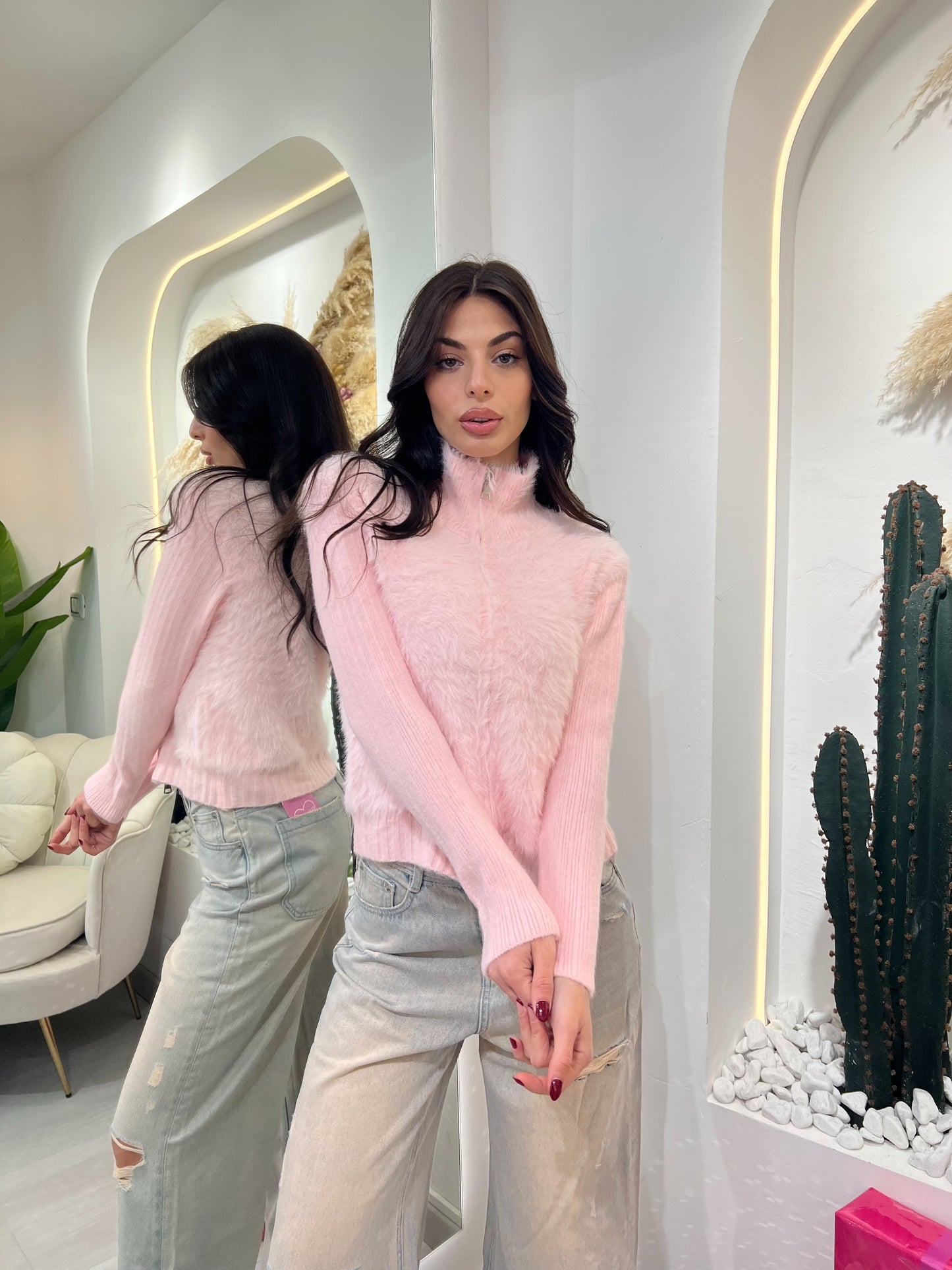 Cardigan Dettagli Effetto Ecopelliccia