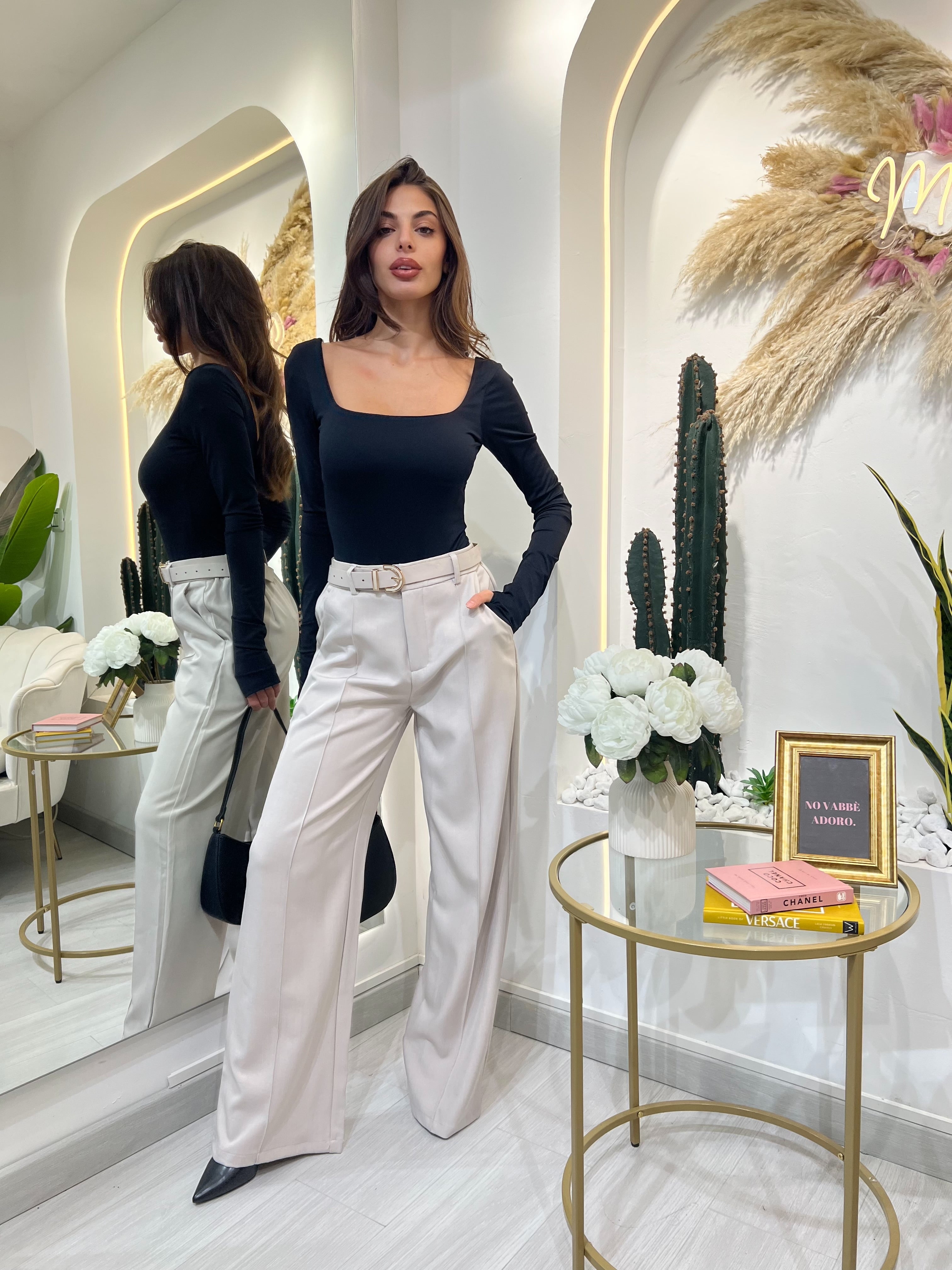 Pantalone A Palazzo Con Cintura