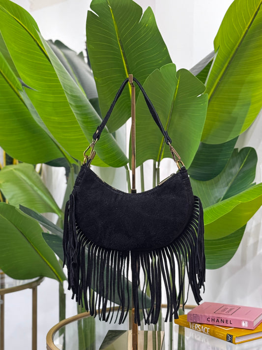 Borsa Scamosciata Con Frange