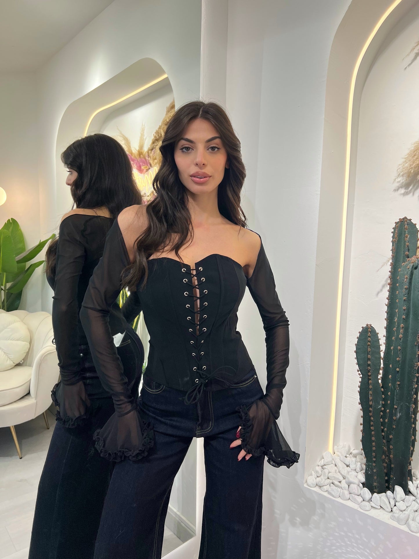 Corsetto Maniche Lunghe In Tulle