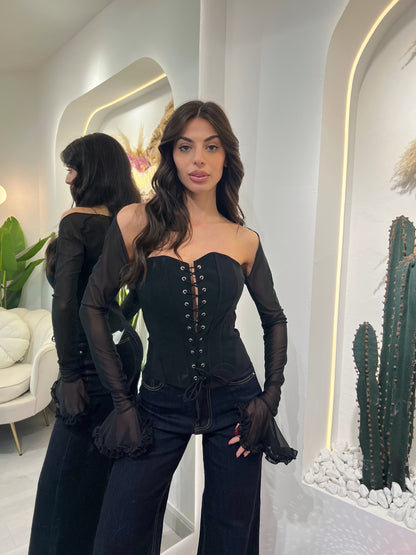 Corsetto Maniche Lunghe In Tulle